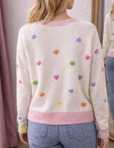 Pull Femme Blanc à Motifs...