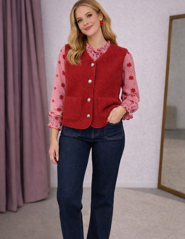 Blouse femme vichy volantée à fleurs...