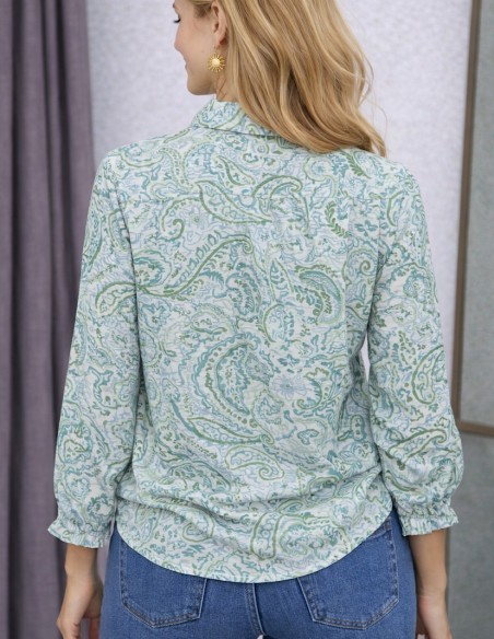 chemisier femme fluide avec motif cachemire confortable du 34 au 50