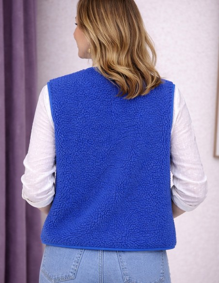 Gilet sans manche femme effet polaire sherpa - Gilet moumoute