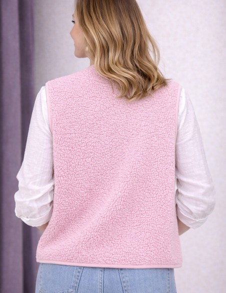 Gilet sans manche femme effet polaire sherpa - Gilet moumoute
