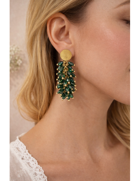 Boucles d'oreilles pendantes dorées à perles fantaisies en acier inoxydable chic & élégantes