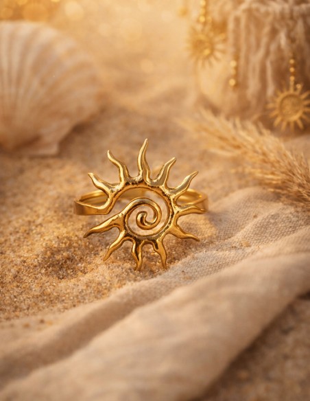 Bague soleil réglable en acier inoxydable tendance bohème