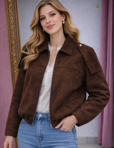 Veste femme en suédine marron...
