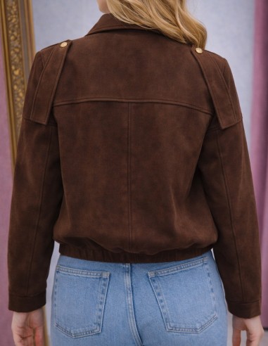 Veste femme en suédine marron...