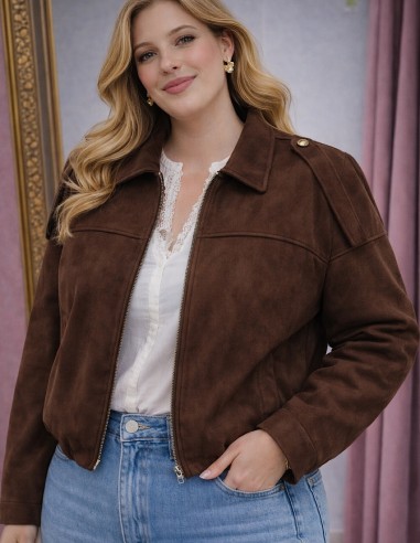 Veste femme en suédine marron...