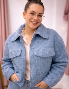 Veste-femme-bleu-chiné-mi-saison-effet-laine