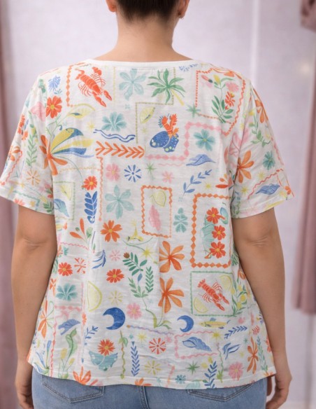 blouse femme colorée pour été couple ample disponible en grande taille vue de dos