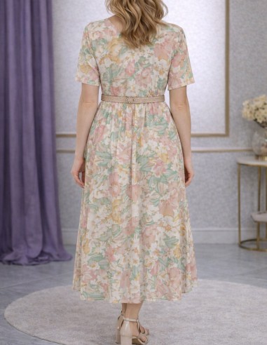 Robe midi fleurie pastel femme - Robe...
