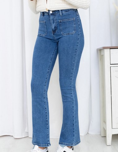 Jean bootcut taille haute femme en...