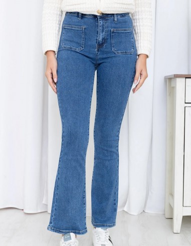 Jean bootcut taille haute femme en...