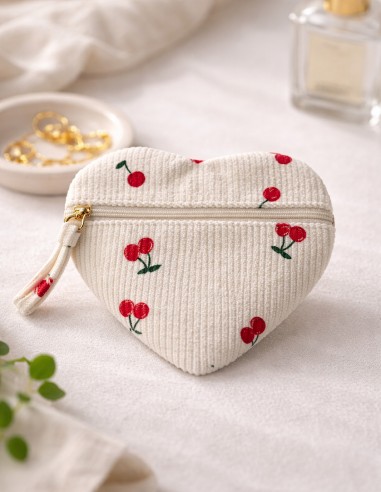 Pochette cœur amour trousse maquillage zip arrière idée cadeau femme pas cher