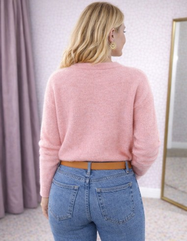 Gilet femme doux boutonné pastel -...