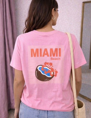 dos t-shirt imprimé femme miami beach bohème avec coco