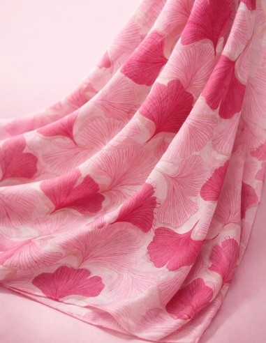 Foulard Femme Motif Ginkgo - Echarpe...