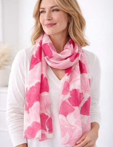 Foulard Femme Motif Ginkgo - Echarpe...
