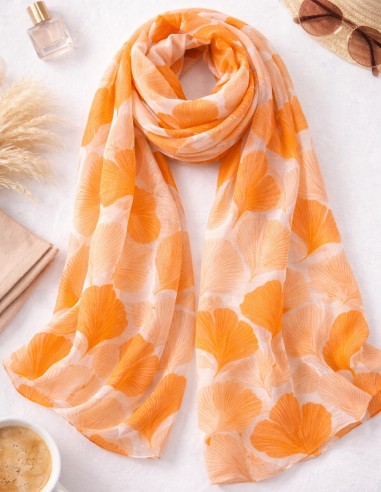 Foulard Femme Motif Ginkgo - Echarpe...