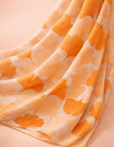 Foulard Femme Motif Ginkgo - Echarpe...
