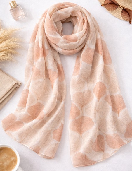 Foulard Femme Motif Ginkgo - Echarpe 100% Viscose Douce & Légère 90x180cm - plusieurs couleurs