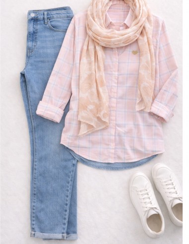 Look casual féminin avec jean droit bleu clair taille haute en grande taille du 44 au 54