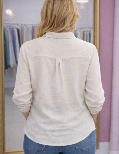 Chemise Femme en Lin Brodée Fleurs -...