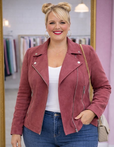 Perfecto Femme Suédine Coupe Courte - Veste Biker chic multicolore - Du 34 au 54