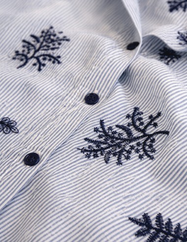 Chemise Femme Coton Rayée Bleu &...