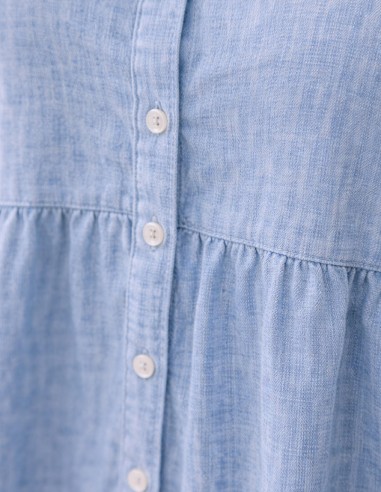 Robe Chemise Bleu Clair en Chambray -...