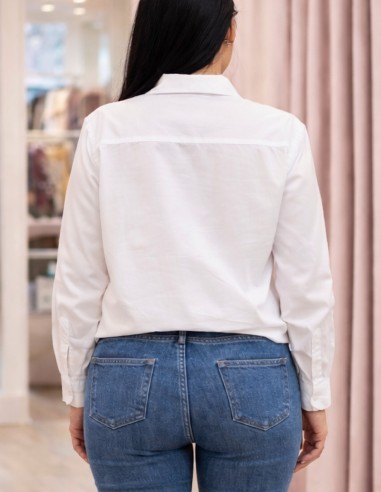 Chemise Blanche Femme Brodée Coton...
