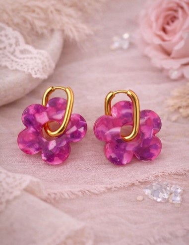 Boucles d'oreilles fantaisies fleurs...