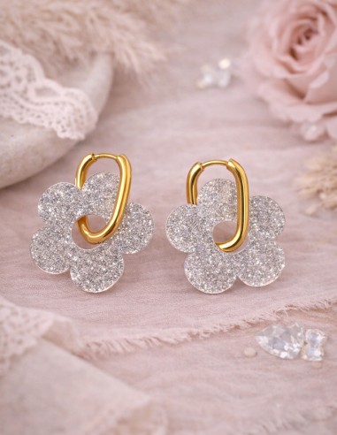 Boucles d'oreilles fantaisies fleurs...