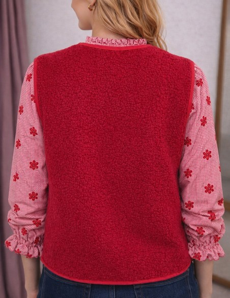 Gilet sans manche femme effet polaire sherpa - Gilet moumoute