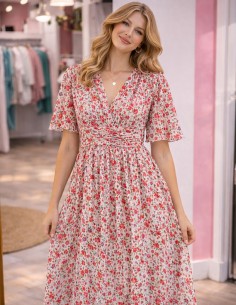 robe longue bohème fleurie femme vue de face imprimé floral