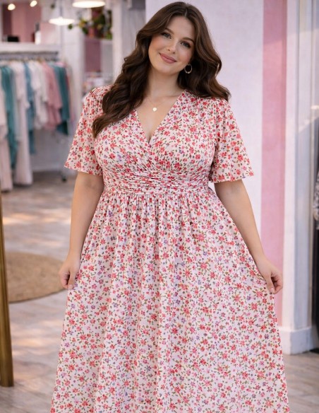 robe longue bohème fleurie femme mannequin grande taille