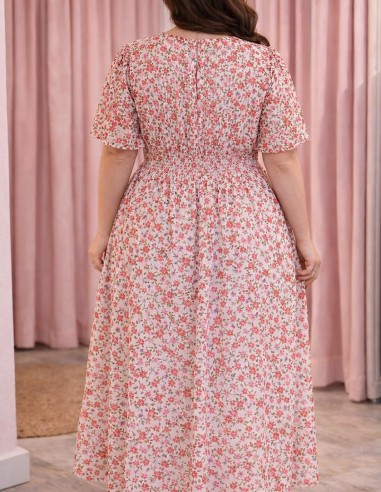 robe longue bohème fleurie vue de dos mannequin grande taille