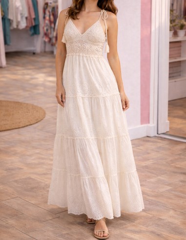 robe bohème longue fluide été dentelle et corde