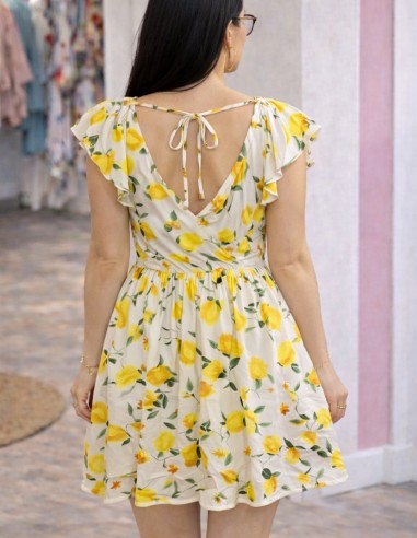 robe citron femme imprimé citron été fluide