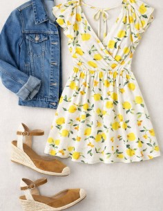 Robe cache-cœur citron femme été 2