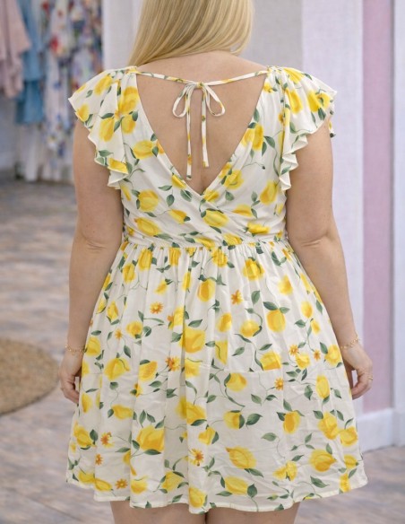 robe citron femme tendance en grande taille avec taille élastique