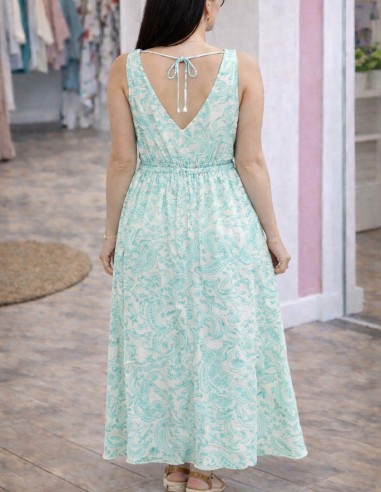 robe longue élégante imprimée vert eau parfaite cérémonie invitée mariage