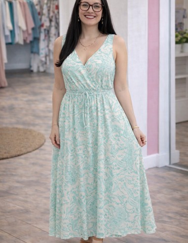 robe longue femme bohème chic vert d'eau
