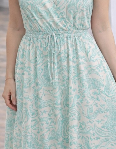 robe bohème chic motif vert d'eau