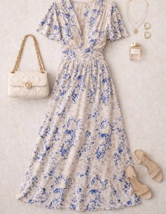 Robe longue fluide imprimé... 2