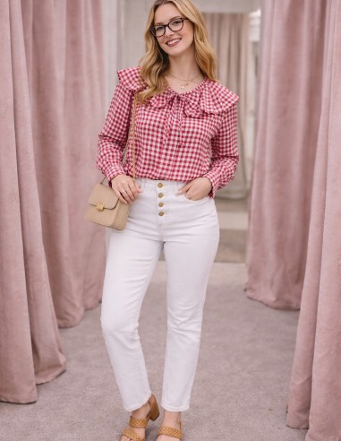 Blouse Femme Vichy Rouge ou bleu100%...