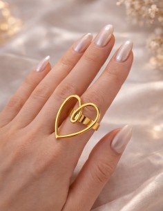 Bague Cœur Ajustable en...