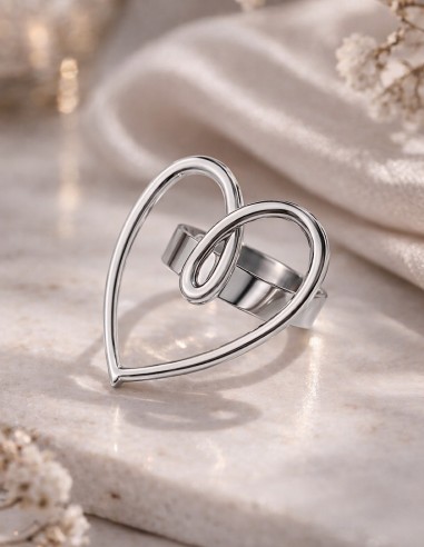 Bijoux femme acier inoxydable idée cadeau bague cœur