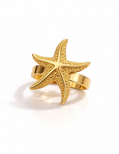 Bague étoile de mer en acier inoxydable doré bijoux tendance