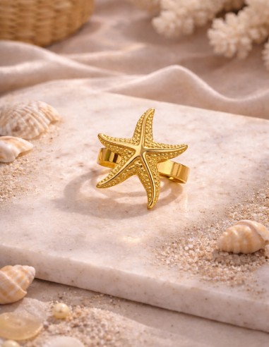 Bague étoile de mer acier inoxydable femme design marin