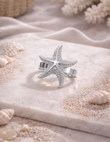 Bague étoile de mer acier inoxydable femme détail bijoux