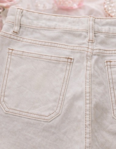 Jean Femme Taille Haute Ecru - Jean...